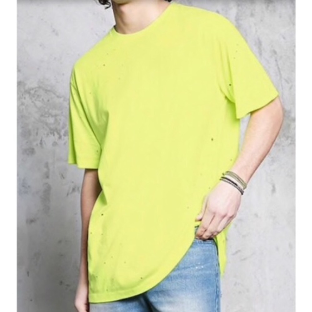 21 Men Distressed Cotton-Blend Tee Sz M